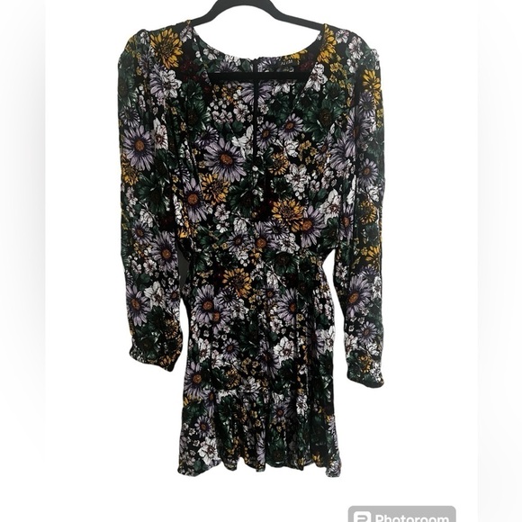 AFRM Dresses & Skirts - AFRM monna print side cutout long sleeve mini Dress large